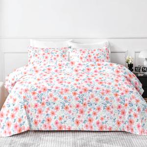 Queen Sheet Set - Floral Print - Luxury 1800 Brushed Microfiber Bed Sheets - Breathable Cooling Sheets for Queen Size Bed - 16" Deep Pocket, Extra Soft, Shrinkage, and Fade Resistant - 4 PC (21# Flower)