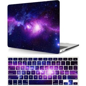 Compatible with New MacBook Air 15 inch Case with Liquid Retina Display and Touch ID 2023 Release Model A2941 M2, Plastic Protective Matt Durable Hard Shell Case Cover & Keyboard Cover, Purple Galaxy