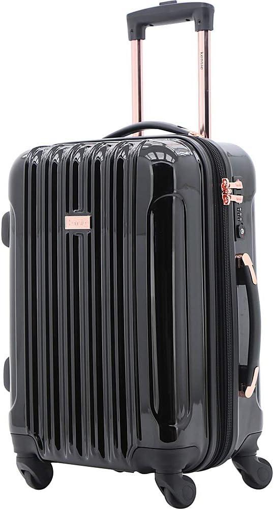 kensie Women's Alma Luggage Set, Black, 20-Inch Carry-On