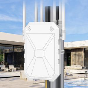 AX1800 Outdoor WiFi 6 Extender, High Power Outdoor WiFi Extender Signal Booster, Long Range Outdoor WiFi Access Point, IP67 Weatherproof, Passive PoE, for Starlink, Patio, Camping, Yard, RV