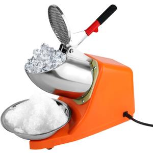 Electric Ice Crusher with Dual Blades, 300W Electric Ice Shaver Machine (176lbs/ 80kg Per Hour, 2200rpm) with Cover and Bowl 110V Electric Snow Cone Maker for Shaved Ice, Margaritas, Home Commercial Use