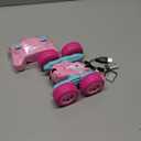 NUOKE Remote Control Car, Pink RC Cars for Girls, Rechargeable RC Truck, 2.4Ghz Double Sided 360° Rotating Stunt Car Toy with Headlights, Birthday Gift for Kids Age 3+