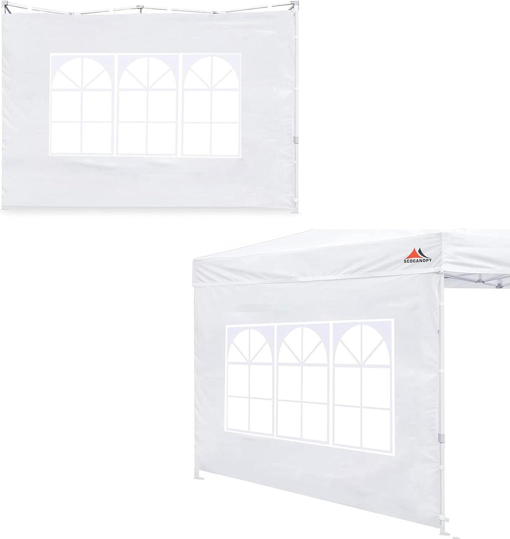 SCOCANOPY SideWall with Window for 12x12 Canopy Frame, 2 Pack SunWall Only,White