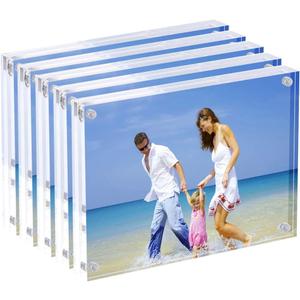 Acrylic Photo Frames,3.5x5'' Double Sided Magnetic Picture Frame, Desktop Frameless Postcard Display (5 Pack)