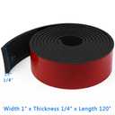 WochiTV Adhesive Solid Rubber Strips, 1" Wide x 1/4" Thick x 120" Long Self Stick Black Neoprene Rubber Rolls Perfect for DIY Insulation Cushion Gasket, Sealing, Liner, Weather Striping