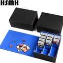 Card Storage Box For Trading Cards1800+, PU Leather Magnetic Closure Storage Box with 10PCS Divider, Card Deck Box Fit MTG, and Sport Cards (Black Purple) (Black Blue)