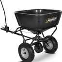 Tow Behind Broadcast Spreader, 130 LBS Hopper Pull Behind Lawn Garden Spreader with Adjustable Flow Control, 12 FT Spread Width Heavy Duty Fertilizer and Seed Spreaders for Riding Mower, Tractor, ATV, Black