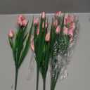 6 Bundles Tulips Artificial Flowers,30 Heads Outdoor Artificial Tulip Faux Plastic Greenery Shrubs Plants UV Resistant for Easter Home Outside Garden Porch Window Decor (Pink)