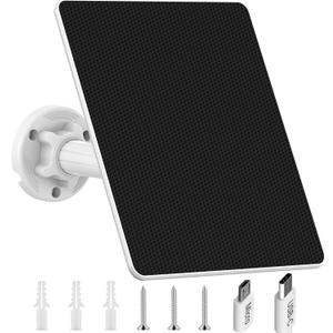 5W Solar Panel for Security Camera, Solar Panel with Built-in 8000mAh Battery for All Micro USB & USB-C Port Outdoor Security Cameras, Camera Solar Charger with 10Ft Cable & IP65 Waterproof