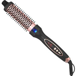 Curling Iron Thermal Brush Dual Voltage Travel-Friendly with Digital Display Temperature Ceramic Tourmaline Ionic Quick Heating Suitable for Man and Women Short and Long Hair (1.25 inch)