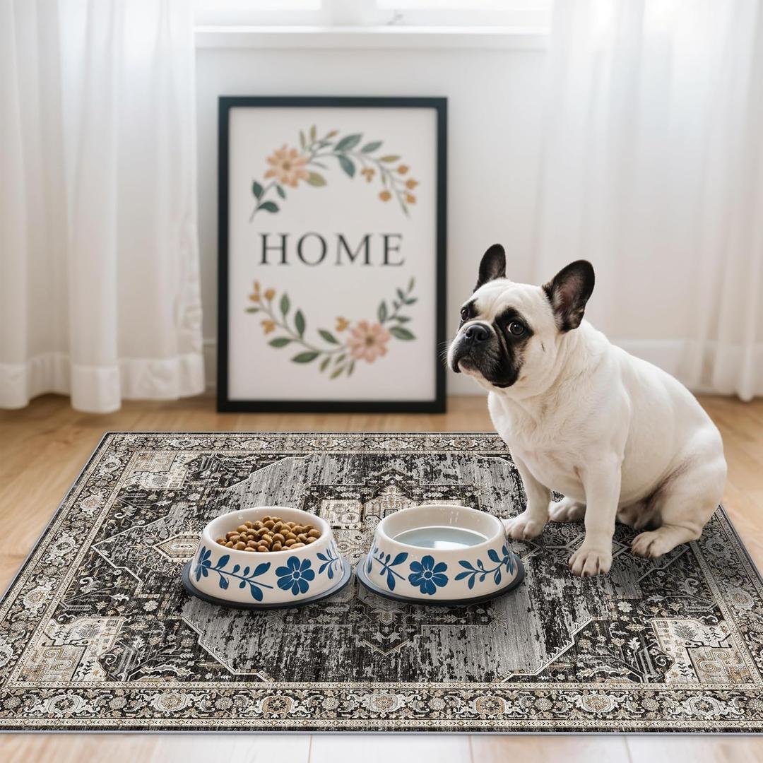 RUUGME Washable 2x3 Entryway Rug - Small Rug for Bathroom/Kitchen/Front Indoor Door Mat - Non Slip Farmhouse Decor - Throw Rugs with Rubber Backing Entrance Mat 2x3 Black