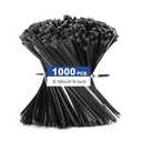 Hsoryrt 1000pcs Zip Ties, 4 inch Cable Ties, 18lbs Black Multi-Purpose Self-Locking Nylon Small Cable Management, UV Resistant Wire Ties, Plastic Ties for Home, Garage, Garden, Office, Workshop
