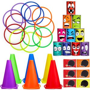 Pack of 34 Carnival Games Combo for Kids Adults, Ring Toss Bean Bag Game for Yard Outdoor Play, Family Party Games Holiday Birthday Games Halloween Christmas Party Game