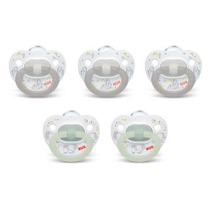 NUK Comfy Orthodontic Pacifiers for 0-6 Months BPA-Free, 5-Pack, Soft & Durable Design for Baby Comfort 