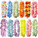 50 PCS Soft Hawaiian Leis Luau Party Decorations Tropical Favors Lei Flower Hair Clip,Headbands and Wristbands Perfect for Your Hawaii Luaus Party.