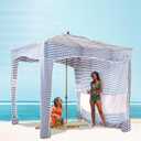 UPWELL Beach Tent Easy Set Up Canopy Sun Shelter Shade with UPF 50+UV Protection Portable Beach Umbrella Outdoor Sunwall with Sand Pockets for Fishing Backyard Camping(Tropical Ocean)