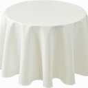 Biscaynebay Textured Fabric Tablecloths Round 60", Ivory Water Resistant Table Cloth Small Circle Folding Table Covers for Dining, Kitchen, Wedding, Parties etc. Machine Washable