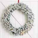Glitzhome Christmas Wreath for Front Door, 36" D Large Christmas Wreath with 50 Warm White Lights and Timer, Pre-Lit Artificial Wreaths for Wall Window Porch Indoor Outdoor Winter Decor