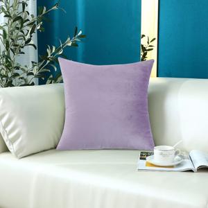 Comfy Lavender Throw Pillow Covers Decorative Square Solid Thick Velvet Super Soft Cushion Cases Home Decor for Sofa Couch Living Room Chair, Set of 1, 24 x 24 Inch
