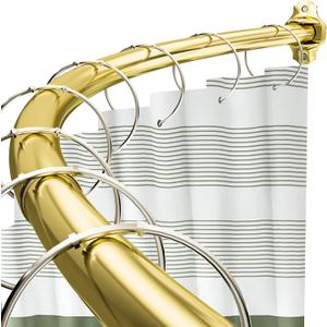 Curved Shower Rod, Adjustable 40-72 Inches Extra Wide Shower Curtain Rod, Rust Proof Heavy Duty Curved Shower Rods for Bathroom, Bathtub, Need to Drill, Chrome Gold