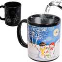 Heat Changing Snowman Ceramic Mug Colour Changing Mugs Magical Coffee Mug Tea Cup 12 Ounce - Novelty for Xmas Funny Gifts, Blue/White/Red