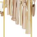 Large Metal Coat Rack Freestanding, Modern Coat Hanger Stand with 2 Hooks and Heavy Rock Slab Base, Industrial Clothing Rack, 25.6 x 11.8 x 68.9 In, Golden Yellow, GYJ202LWJ