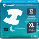 SUNKISS TrustPlus Overnight Adult Diapers with Ultimate Absorbency, Unisex Disposable Incontinence Briefs with Tabs for Men and Women, Odor Control, XLarge, 12 Count