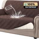 PrinceDeco 100% Waterproof Loveseat Covers for 2 Cushion Couch Sofa Covers Waterproof and Washable Sofa Slipcover with Side Pocket Furniture Protector with Elastic Straps(Loveseat 48", Brown)