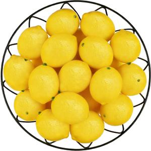 Toopify Fake Lemons, 20 Pcs Ultra Realistic Artificial Fruit with Natural Texture, Matte Non-Glossy Home Kitchen Table Decor for Photography and Party