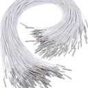 STOBOK 100 Pcs White Elastic Rope Mask Bands with Metal Barbs 14 Inch Stretch Cords for Hats DIY Crafts Face Masks and Fastening