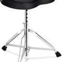 Pro Comfort Drum Throne Memory Foam Seat & Anti-Slip Base | Ergonomic Height Adjustment for Studio & Live Long Practice Sessions | Sturdy Double-Braced Musician Stool for Adult & Teen Drummers（Black）