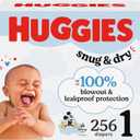 Huggies Size 1 Diapers, Snug & Dry Newborn Diapers, Size 1 (8-14 lbs), 256 Count (4 Packs of 64), Packaging May Vary