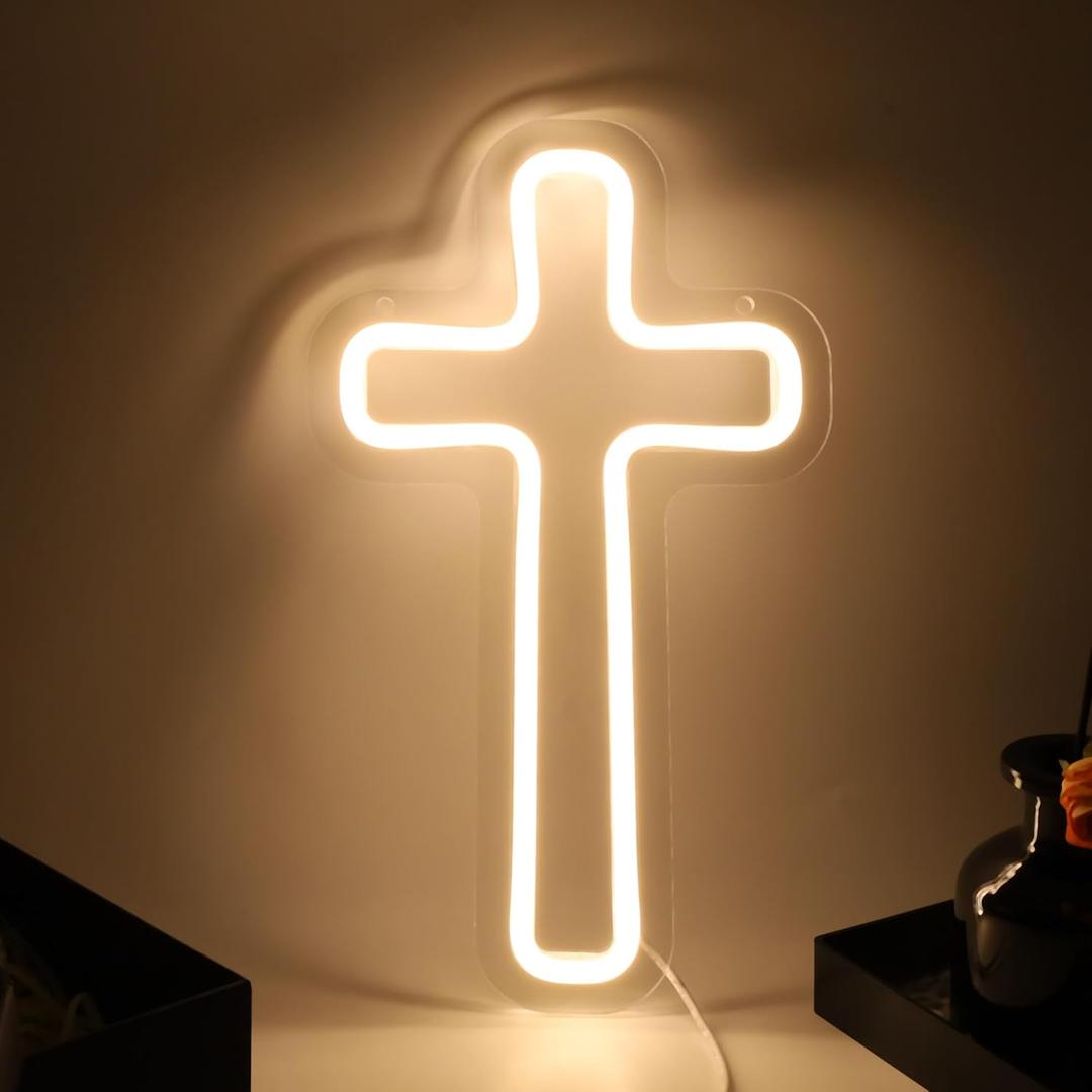 Cross Led Sign For Wall Decor Small Cross Light Up Signs Wall Art for Bedroom Wall Decor Holiday Birthday Gift