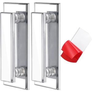 Door Pull Handle Adhesive Self Stick Acrylic Drawer Pulls Mirrored Beveled Knob large Clear Instant Handle stick on knobs for Cabinet Wardrobe Windows Drawer Dresser Sliding Door (2 Pcs, 5.9 x 2 Inch)
