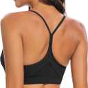 RUNNING GIRL Y-Back Sports Bras for Women, Medium Impact Wirefree Padded Bra Workout Crop Top Longline Sports Bra Push up (Black, XL)