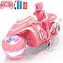 RC Motorcycle Toy with RGB Wheels Light, 360° Rotation High Speed Remote Control Dirt Bike with Rider, 2.4Ghz Off-Road Kids' Play Motorcycles for Girls Boys Age 5-12