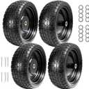 13" Flat Free Solid Tire, 4.00-6, for Gorilla Cart, Wagon & Wheelbarrow, 5/8" Bearings, 2.1" Offset Hub, 4 Pack, 4pcs