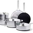 OXO Mira Tri-ply Stainless Steel, 10 Piece Cookware Pots and Pans Set, Skillets, Saute, Saucepans, Lids,Incl Ceramic Nonstick Frying Pan,Induction,Multi Clad,Metal Utensil Safe,Dishwasher & Oven Safe