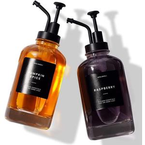 Molimoli Coffee Syrup Dispenser for Coffee Bar, Pump Dispenser, Glass Syrup Bottle w. Upgraded Pump, 16.9 oz 500 ml, Set of 2, Black