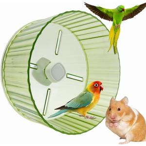 Birds Running Wheel Exercise Toys, Parrot Hamster Exercise Wheel Toy, Quiet Running Wheel for Parrots Bird Parakeets Hamster Guinea Pig Budgie Lovebird and More (Green)