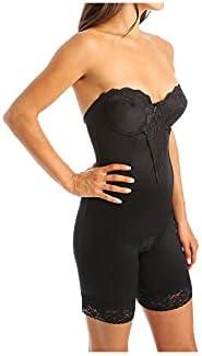 Va Bien Women's 1294 Strapless Low Back Long Leg Bodysuit Size 34D Blac