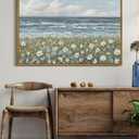 2 x SHENIFY Vintage Landscape Framed Wall Art Sea Coastal Wildflower Field Scenery Farmhouse Decor Retro Painting for Living Room Bedroom Ready to Hang Wall Artwork - 16x24in Natural Framed