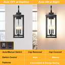 2 Packs 24" Extra Large Dusk to Dawn Light Fixture 3-Light, Black Outdoor Porch Lantern Wall Mounted, Waterproof Modern Outside Wall Sconce Coach Lamp with Tempered Glass for House, E12