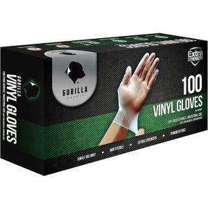 GORILLA SUPPLY Disposable Heavy Duty Vinyl Gloves Latex & Powder Free, BPA Free Food Safe, 100, 300, 1000, S, M, L, XL