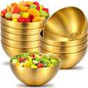 Yuanchu 10 Pcs Stainless Steel Bowls, 30 OZ Metal Gold Mixing Bowls 5.9 Inch Gold Serving Bowl for Dessert Salad Cereal Fruit Appetizer Snack Soup Dipping Facial, 5.9x2.7inch