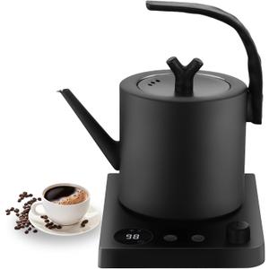 1.0L Gooseneck Electric Kettle with Temperature Control, 304 Stainless Steel Tea Kettle, Auto Shut-Off & 360 Smart Base, 800W Fast Boiling BPA-Free, Matte Black for Home/Office/Coffee/Tea