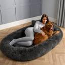 DMTINTA Large Dog Bed 71" L * 45" W * 12" Th for Large Dogs Giant Human Size Dog Bed for People 30D Sponge Bean Bag Bed Detachable Black