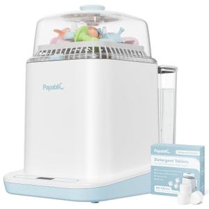 Papablic Bottle Washer Pro, Baby Bottle Washer & Sterilizer & Dryer, 4-in-1 Bottle Washer Sanitizer for Bottles, Pump Parts, & Baby Essentials - Quick & Clean with 60 Detergent Tablets (White)