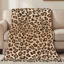 Leopard Print Throw Blankets All Season Ultra Soft Warm Fleece Blanket for Home Bed Sofa Couch Chair Outdoor Travel Camping 50x40 Inch