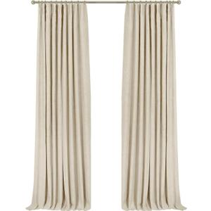 INOVADAY 100% Blackout Curtains for Bedroom, Black Out Curtains 90 Inch Long, Clip Rings Linen Blackout Drapes, Thermal Insulated Room Darkening for Living Room, 2 Panels - Cream,W50xL90